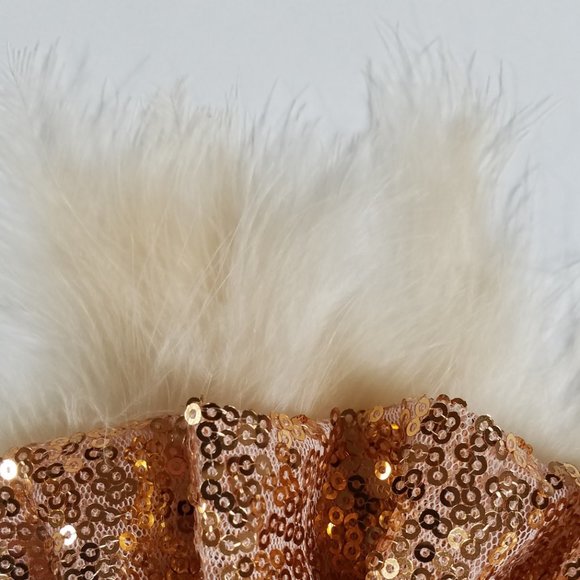 NEW Rose Gold Sequin Ruffle & Feather Pocket Square Insert - Picture 6 of 7